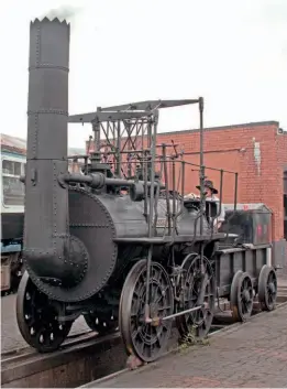  ?? TONY HISGETT/CREATIVE COMMONS ?? Between 1973 and 1975, a replica of Locomotion No.1, which hauled the first train on the Stockton & Darlington Railway, was built and in August 1975 led the cavalcade to mark the 150th anniversar­y of the opening of the line. It is seen at Tyseley Locomotive Works during a visit on June 28, 2009, and now runs on the Pockerley Waggonway at Beamish Museum.