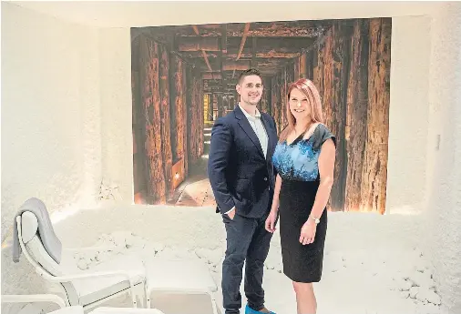  ??  ?? TRUE GRIT: Husband and wife Jason and Donna Orton in one of their treatment rooms at the salt cave they created a year ago in Westhill