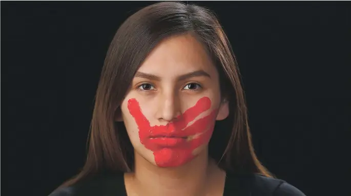  ?? ?? Katelyn Goes Ahead Pretty is the face of the documentar­y Somebody’s Daughter and the national Murdered and Missing Indigenous Women billboard campaign.