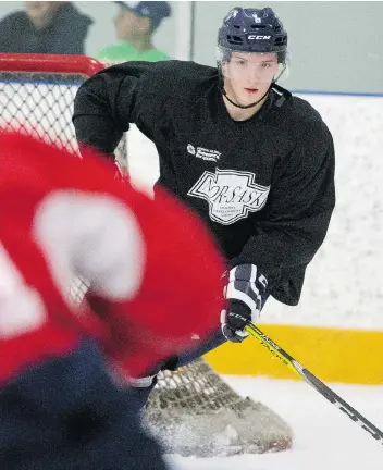  ?? GORD WALDNER ?? Mark Rubinchik, a defenceman from Russia who was selected by the Blades in the CHL Import Draft, is described as being ‘nasty’ and ‘hard to play against’ by team general manager Colin Priestner.