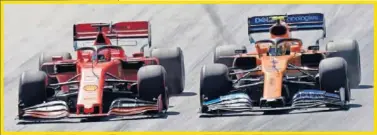  ??  ?? Los monoplazas de Vettel y Norris, en los test de Barcelona.