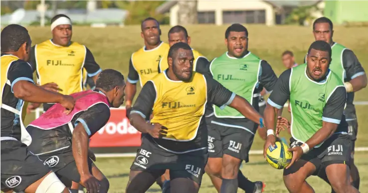  ??  ?? The Fiji Airways Fijian Drua side in training.