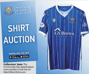  ?? ?? Collectors’ item The Community Day signed player worn auction is now live on Matchworns­hirts.com