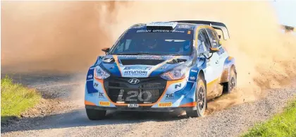  ?? Photo / INMOTION/ Greg Henderson ?? Hayden Paddon kicks up the dust in Raglan on his way to his fifth NZRC victory of the season.