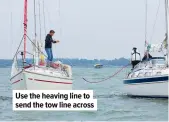  ??  ?? Use the heaving line to send the tow line across