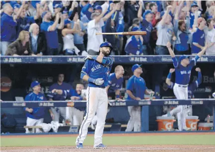  ?? CHRIS YOUNG/THE CANADIAN PRESS/FILES ?? The Toronto Blue Jays were reported on Tuesday to be close to signing 36-year-old slugger Jose Bautista to a one-year deal worth US$18 million, with a mutual option for a second year and a vesting option for a third.