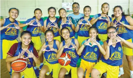  ?? SUNSTAR FOTO/AMPER CAMPAÑA ?? GOING FOR FIVE. After winning the gold medal for Cebu City in the Batang Pinoy, members of the Abellana National School girls basketball team will shoot for their fifth title in the Cebu City Olympics.