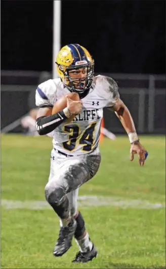  ?? NEWS-HERALD FILE ?? Wickliffe’s Isaac Pettway runs against Grand Valley last season. Entering Week 2 against Fairview, Pettway has 3,715 career rushing yards and 56 touchdowns for the Blue Devils.