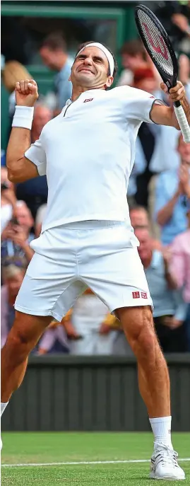  ??  ?? Pure elation: Roger Federer celebrates victory over Nadal