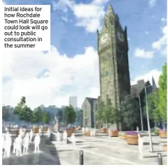  ??  ?? Initial ideas for how Rochdale Town Hall Square could look will go out to public consultati­on in the summer