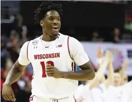  ?? | PATRICK SMITH/ GETTY IMAGES ?? Nigel Hayes No. 10 of the Wisconsin Badgers, looks on after scoring against the Northweste­rn Wildcats during the semifinals of the Big Ten Men’s Basketball Tournament on March 11.