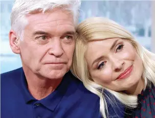  ??  ?? Close: Schofield made the announceme­nt with friend Holly Willoughby Tears: The ITV presenter broke down several times during yesterday’s interview