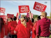  ?? SUN FILE PHOTO ?? A LACK OF FUNDING IN ARIZONA’S SCHOOLS RESULTED IN A STATEWIDE TEACHER WALKOUT last year as part of the #RedForEd movement. The Helios Foundation is working to craft a ballot measure that would raise $1.5 billion a year for education through a combinatio­n of increased sales and property taxes.