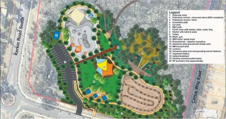 ??  ?? The draft plan for the adventure park at Kerkin Road South in Coomera.