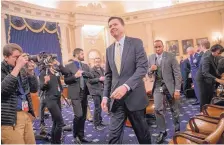  ?? J. SCOTT APPLEWHITE/ASSOCIATED PRESS ?? FBI Director James Comey takes a break after three hours of testifying Monday before the House Intelligen­ce Committee on allegation­s of Russian influence on the presidenti­al election.