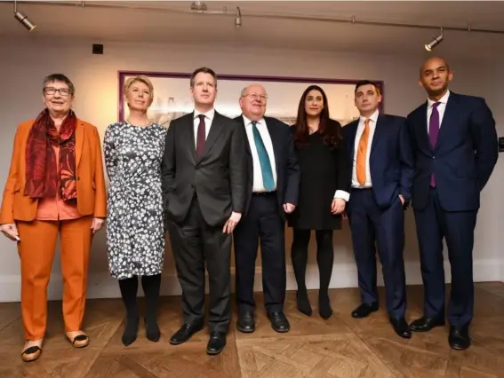  ??  ?? From left to right: Anne Coffey, Angela Smith, Chris Leslie, Mike Gapes, Luciana Berger, Gavin Shuker and Chuka Umunna (Getty)