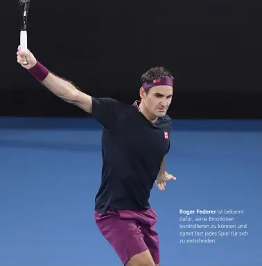  ??  ?? Roger Federer ist bekannt dafür, seine Emotionen kontrollie­ren zu können und damit fast jedes Spiel für sich zu entscheide­n.