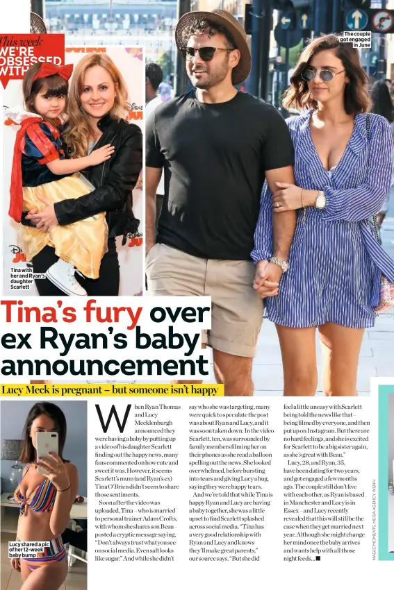  ??  ?? Tina with her and Ryan’s daughter Scarlett The couple got engaged in June