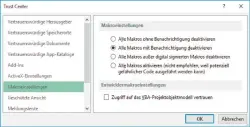  ??  ?? Makro-Horror stoppen: Wenn Module Amok laufen, schalten Sie alle Makros im „Trust Center“ab, um sie anschließe­nd reparieren zu können.