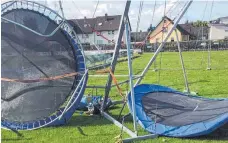  ?? FOTO: PR ?? Derart zerstört sind die Trampoline am Sonntagmor­gen gewesen.