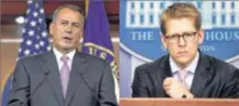  ??  ?? House Speaker John Boehner said the requiremen­t that church-affiliated employers must cover birth control is unconstitu­tional. White House spokesman Jay Carney said the administra­tion wants to be sure all women have access to good health care.