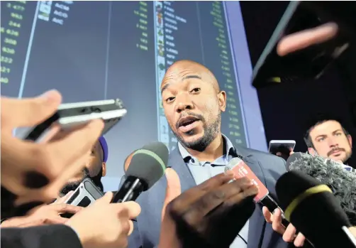  ?? | BONGANI SHILUBANE African News Agency (ANA) ?? DA LEADER Mmusi Maimane at the Results Operation Centre in Pretoria on May 9. Following the main opposition party’s lacklustre showing, questions are being asked about his future as the party’s chief.