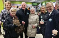  ?? Pics: ?? Retired FG TD, Tony McLoughlin with Senator Feighan in the Tesco Arcade last Friday and above on O’Connell Street. Carl Brennan
