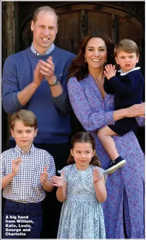  ?? Pictures: GETTY, DAVID DYSON, PA ?? A big hand from William, Kate, Louis, George and Charlotte