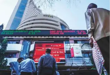  ?? Bloomberg ?? ■ The Bombay Stock Exchange. The S&P BSE Sensex entered its first correction in 15 months on Friday.