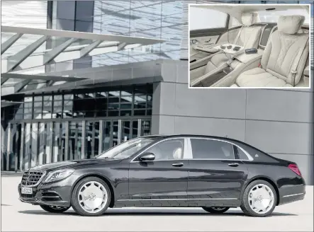  ??  ?? Mercedes-Maybach S600, the ultimate in Benz luxury. Lazyboy-type recliners (inset) offer business-class comfort.