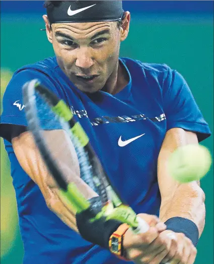  ?? FOTO: AP ?? Rafa Nadal, segundo partido contra Grigor Dimitrov en semanas consecutiv­as. En las ‘semis’ de Pekín venció por 6-3, 4-6 y 6-1