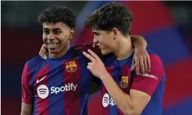  ?? Mallorca. Photograph: Alejandro García/EPA ?? Lamine Yamal (left) and Pau Cubarsí were instrument­al in Barcelona’s 1-0 victory against