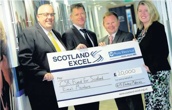  ??  ?? Welcome investment From left, Councillor John Shaw, convener of Scotland Excel, Rexel’s regional business developmen­t manager Drewe McIlroy and regional director Craig Thompson and Julie Welsh, director of Scotland Excel