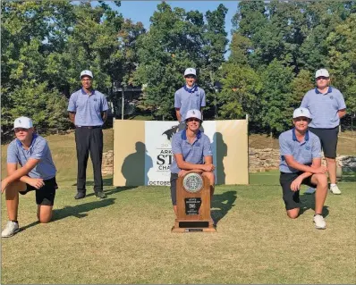  ?? Special to The Saline Courier ?? The Bryant boys golf team poses after earning runner-up honors at the 6A State Tournament at Shadow Creek Country Club this past Wednesday in Rogers. The Hornets also took first in the 6A Central Conference Tourney Tuesday.