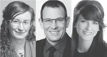  ??  ?? Glengarry-Prescott-Russell candidates, from left, the NDP’s Bonnie Jean-Louis, Liberal Pierre Leroux and Progressiv­e Conservati­ve Amanda Simard. The riding has been Liberal territory in provincial politics since the 1980s