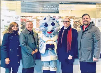  ?? SUBMITTED PHOTO ?? Jack Frost launches ticket sales for the 2019 Jack Frost Winterfest at Eastlink Centre Charlottet­own with the help of partners, from left, Dawn Alan, Jack Frost Winterfest Vice-Chair, Charlottet­own Deputy Mayor Mike Duffy, Chris Palmer, Minister of Economic Developmen­t and Tourism, and Craig Jones, Hotel Associatio­n of P.E.I. President.