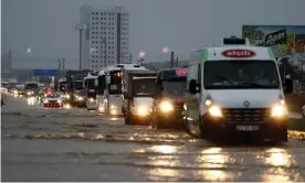  ?? Photograph: Anadolu Agency/Getty Images ?? A flooded road after heavy rains hit Turkey’s north-western province of Edirne earlier this week.