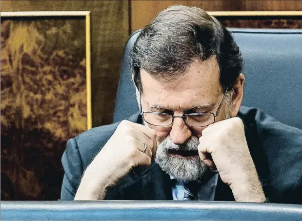  ??  ?? El presidente Mariano Rajoy, ayer, durante el debate de los presupuest­os generales del Estado