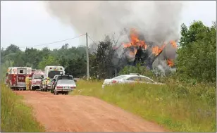  ?? BRAD WORKS/TC MEDIA ?? Firefighte­rs from the Wellington Fire Department were called to a house fire at about 2 p.m. Thursday on the Honore-S-Gallant Road in St. Nicholas. The Miscouche Fire Department provided assistance at the scene. Island EMO and the RCMP were also called...