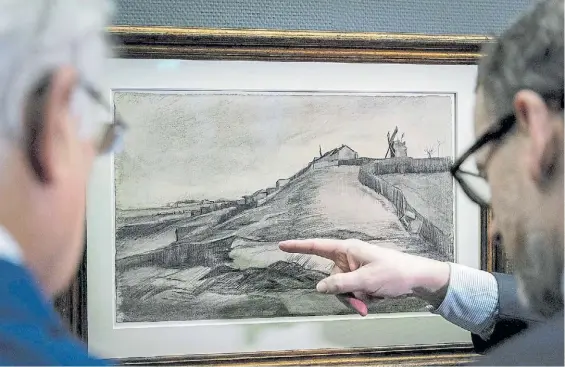  ?? AFP ?? Genuino. “La colina de Montmartre con cantera”, uno de los dos hallazgos atribuidos a Van Gogh.