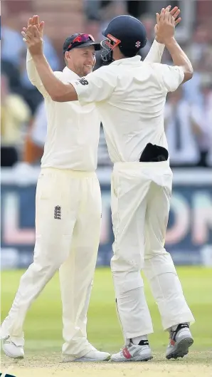  ??  ?? Joe Root has the players’ full respect, says Alastair Cook, right