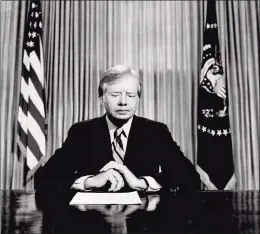  ?? Associated Press ?? In this April 25, 1980 file photo, President Jimmy Carter prepares to make a national television address from the Oval Office at the White House in Washington, on the failed mission to rescue the Iran hostages.