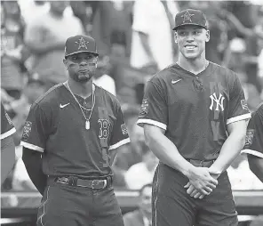  ?? MARK J. REBILAS/ USA TODAY SPORTS ?? Xander Bogaerts, left, and Aaron Judge are headed toward free agency after the 2022 season.