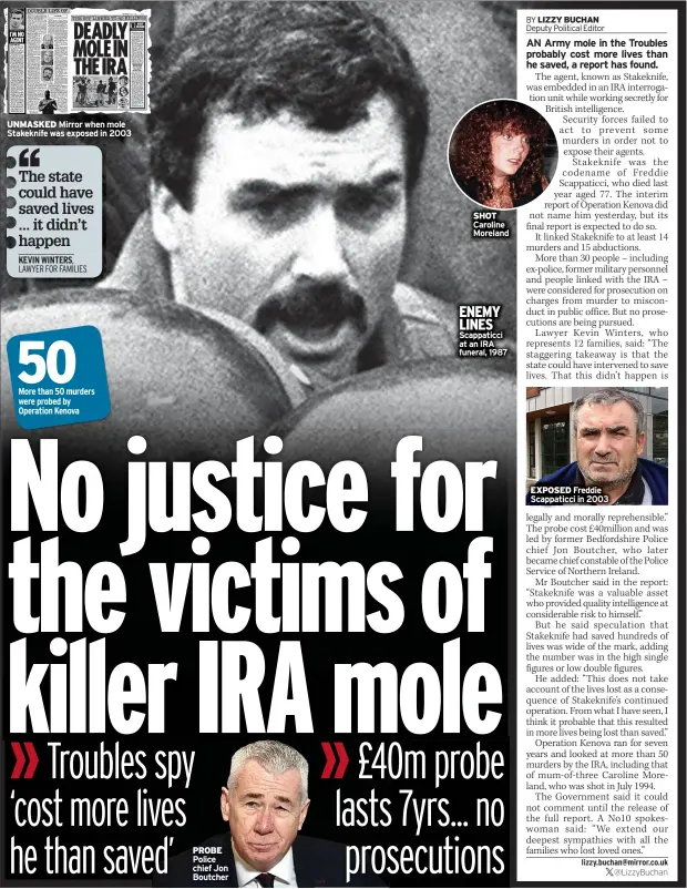  ?? ?? 50 More than 50 murders were probed by Operation Kenova
ENEMY LINES Scappaticc­i at an IRA funeral, 1987