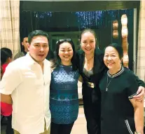  ??  ?? ALL THAT GLITTERS. At the unfolding of the jewelry line’s 2017 Holiday Collection, from left, Paolo del Rosario, Joan Tiu, ATG owner/designer Amanda LuYm and Elena Young.