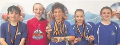  ??  ?? Halton Swimming Club swimmers Sam Hyland, Ruby Pritchard, Rhys Croasdale, Beth Howard Hughes and Cerys Neil all swam superbly at Blackpool Rocks.