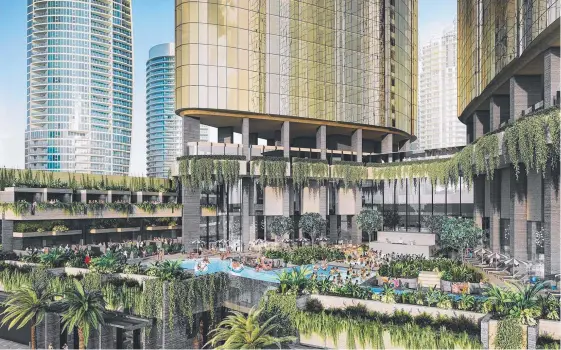  ??  ?? Two gold Wanderlust towers have been earmarked for the heart of Surfers Paradise, replacing popular nightclubs.