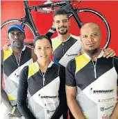  ??  ?? FIT AND READY: Athletes, from left, Zolile Mhlahlo, Talia Nomdoe, Justin Butler and Yaseen Abrahams, of the Siyaphambi­li Triathlon Participat­ion Programme, have booked their spots at the 2018 Ironman 70.3 world championsh­ips to be held in the Bay later...