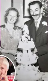  ??  ?? adventure: Peggy marrying Tom in 1956 and (inset) in later life