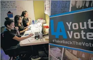  ?? Los Angeles Times ?? CALIFORNIA VOTER turnout in June was 37%, but only 16% for voters 18 to 24.